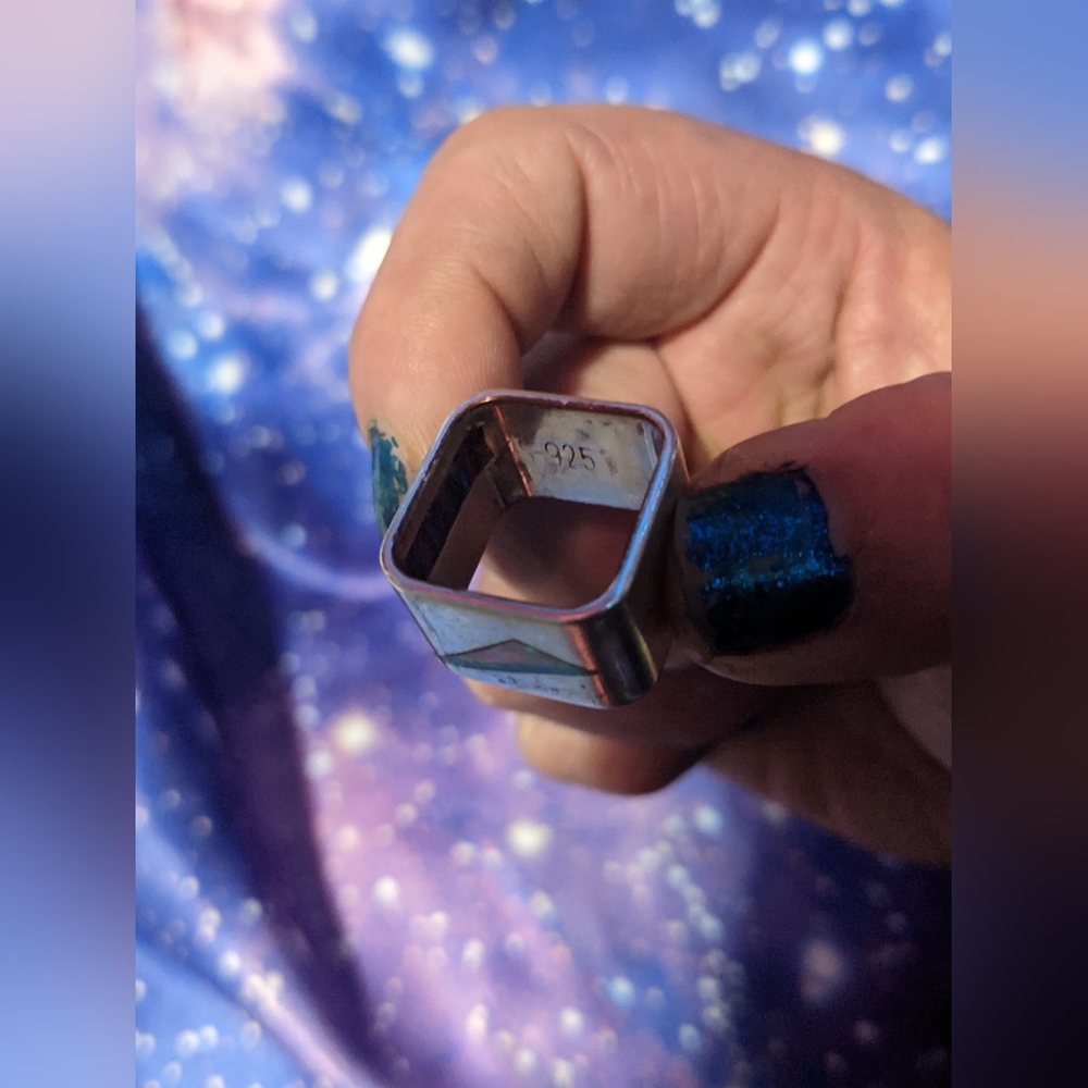 Unique Sterling Silver Square Ring With Opal *Siz… - image 8